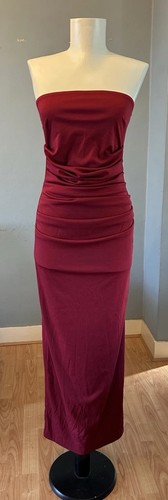 Strapless red evening party - strapless,